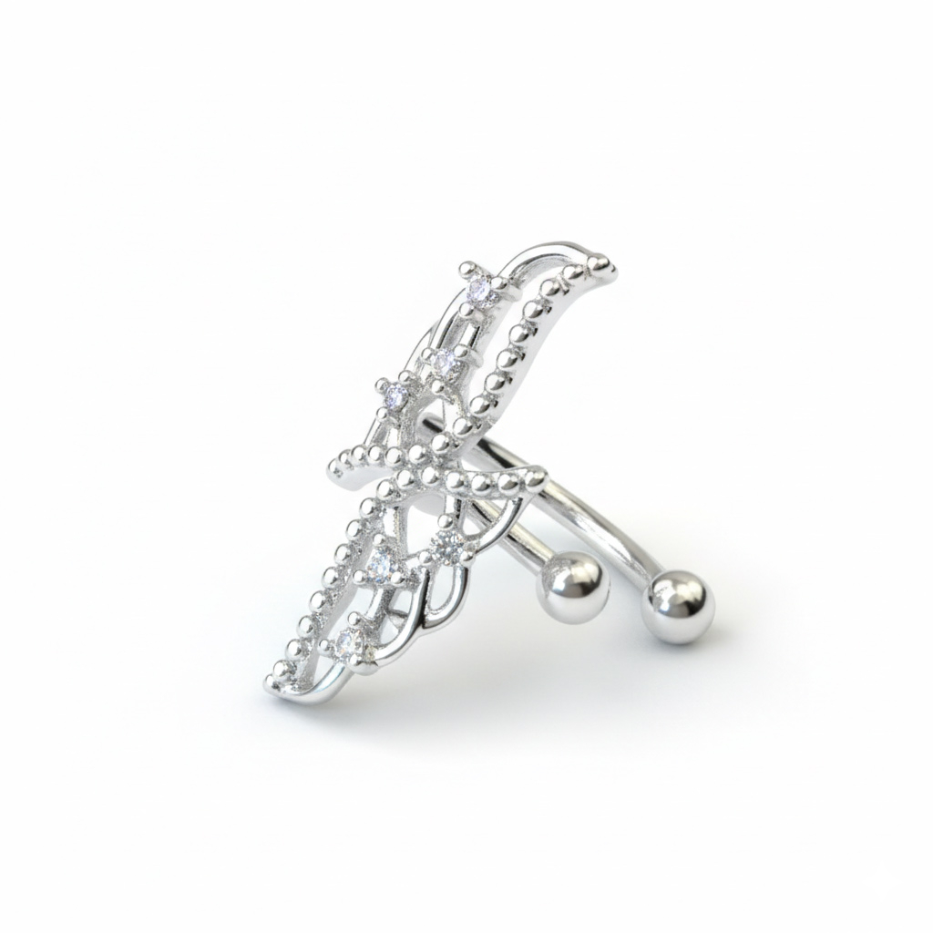 Kirurginteräksinen siipi- ear cuff-hopea