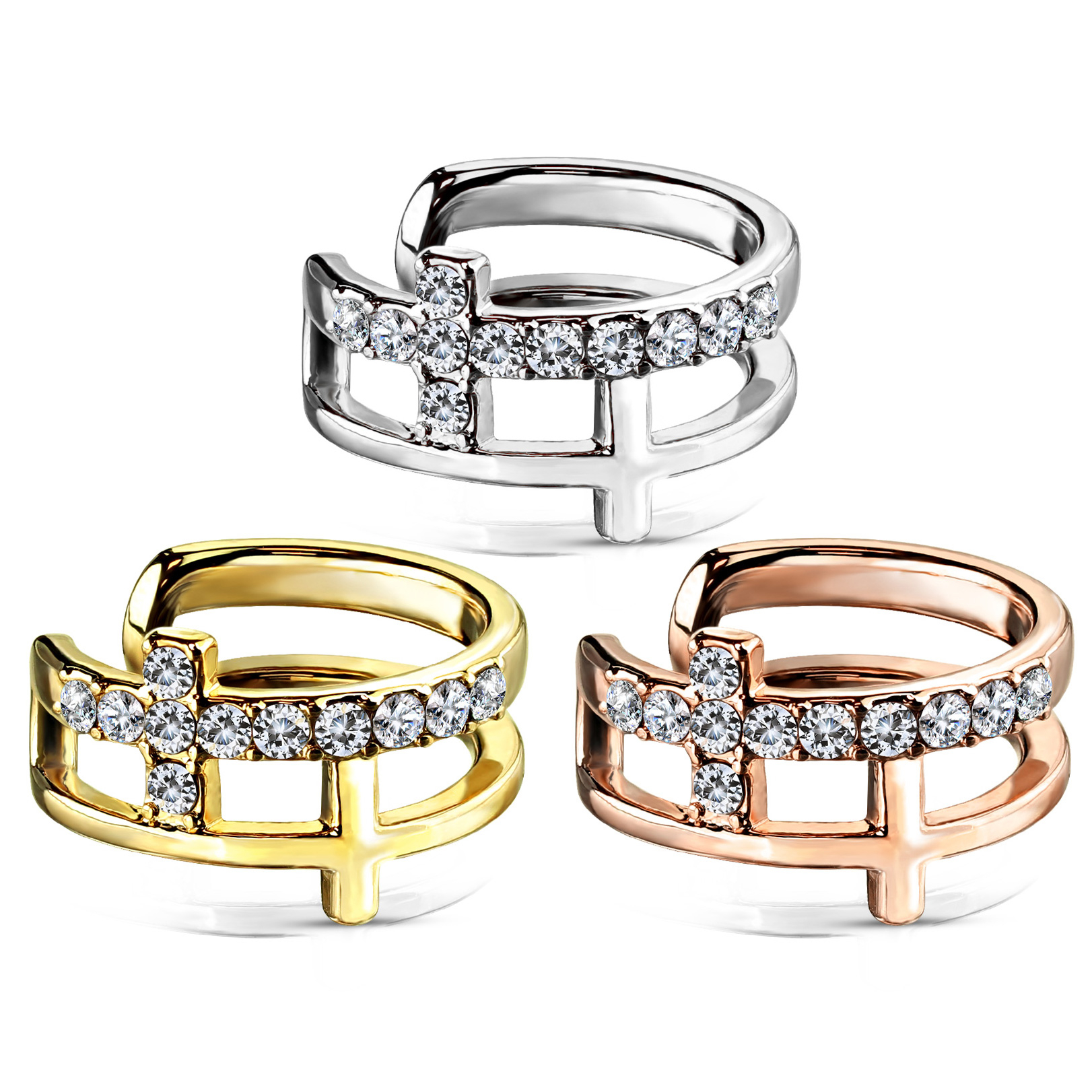 Ear cuff kahdella ristillä