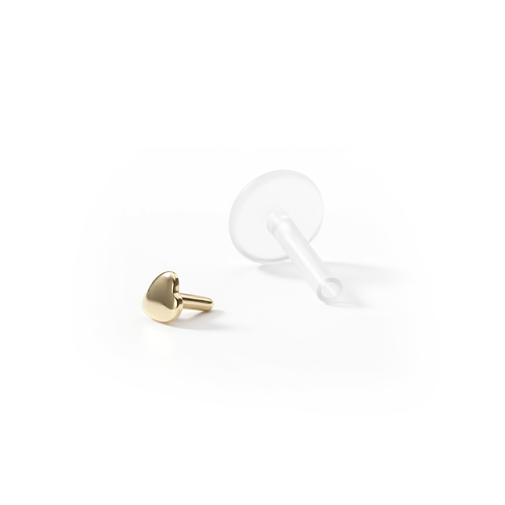 PTFE-labret 14K kultasydämellä