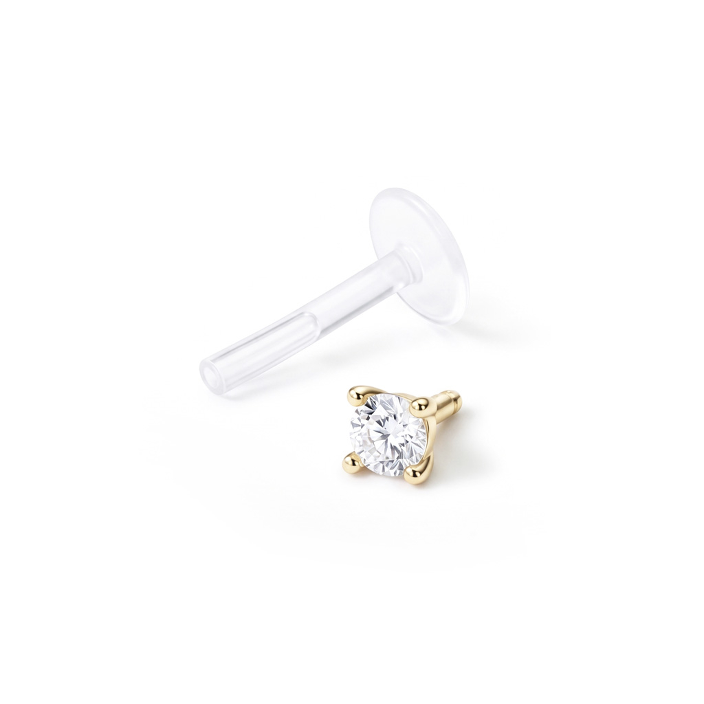 PTFE-labret 14k kultaisella korukivipallolla