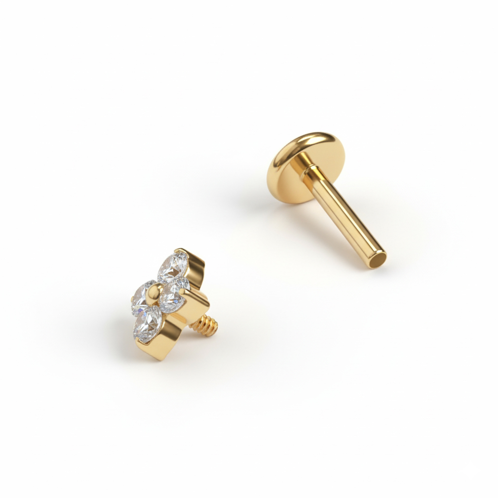 Titaaninen labret miniatyyrikukalla