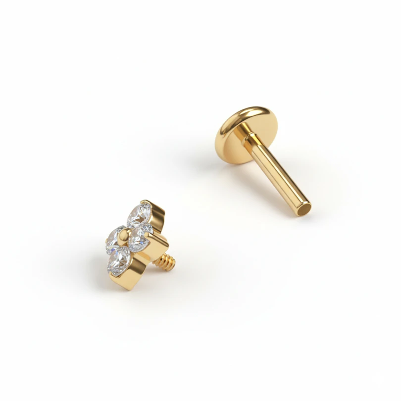 Titaaninen labret miniatyyrikukalla
