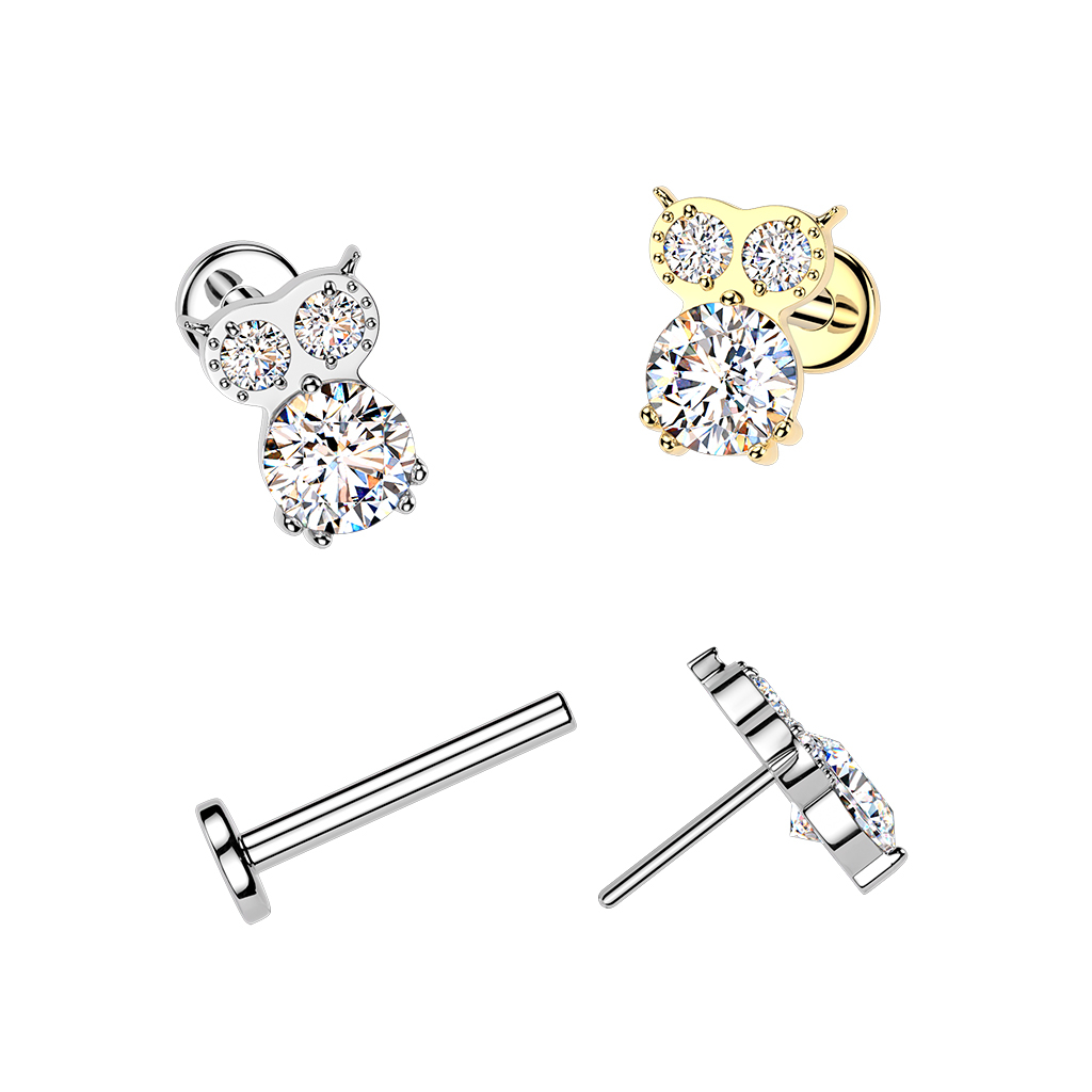 Titaaninen pöllö-labret korukivillä