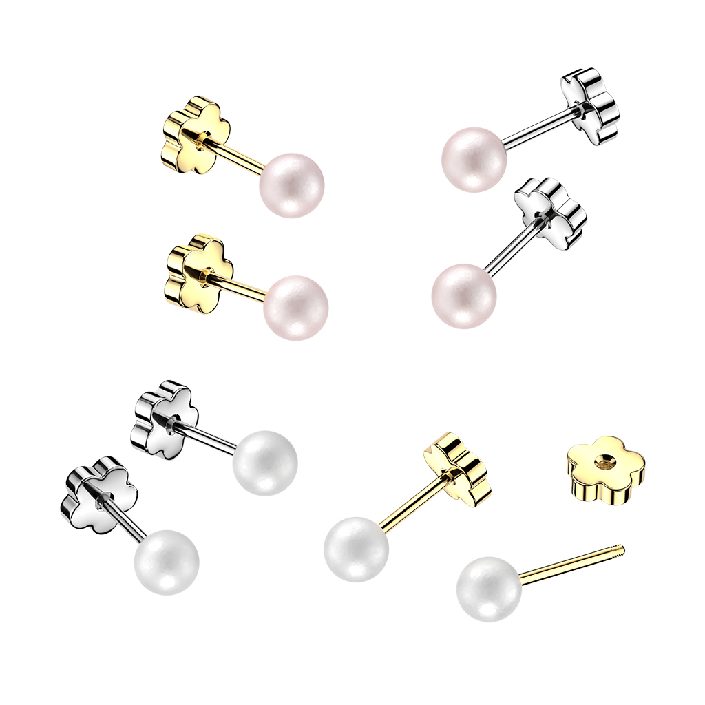 Helmikorvakorut söpöillä kukanmuotoisilla takaosilla