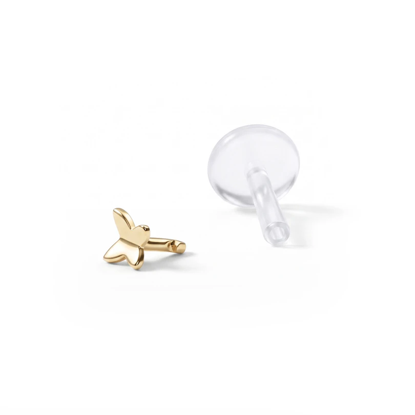 PTFE-labret 14K kultaperhosella