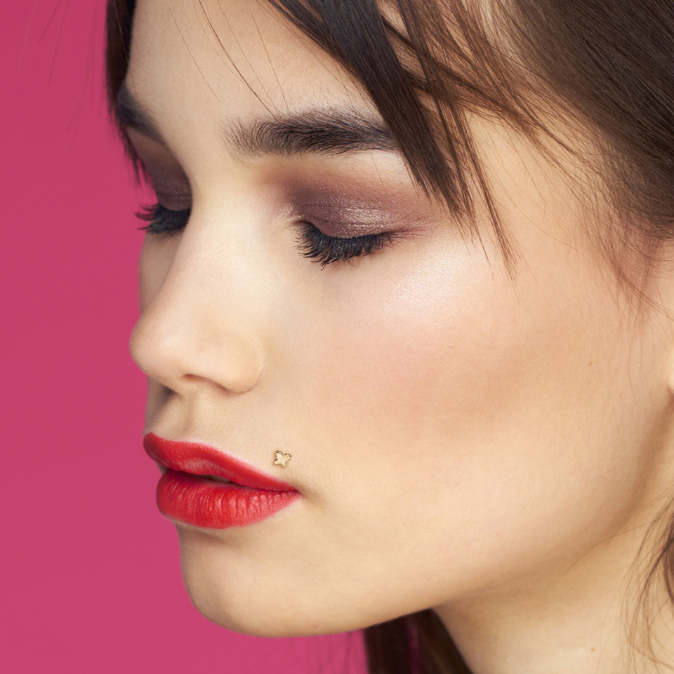 PTFE-labret 14K kultaperhosella