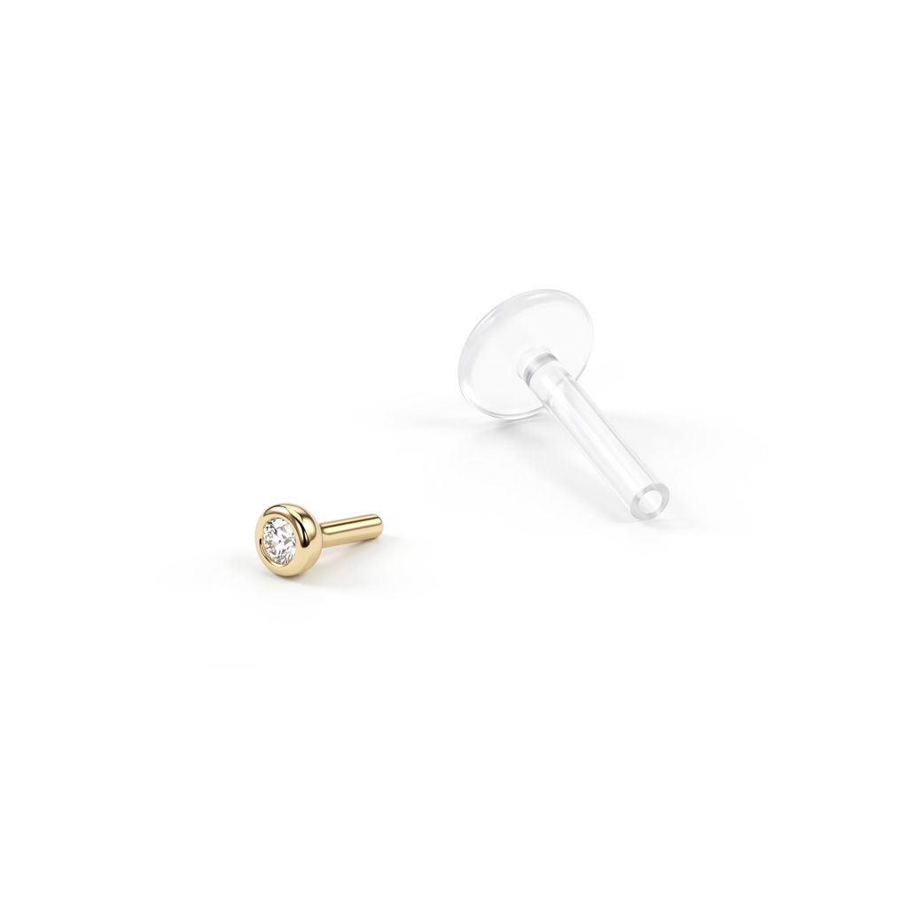 PTFE-labret 14K-kultapallolla ja korukivellä