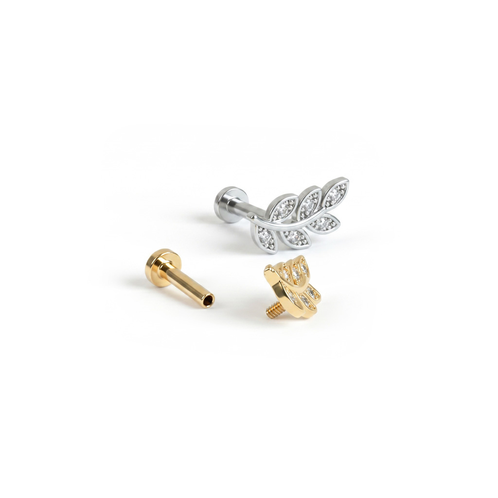 Sisäkierteinen labret lehtikoristeella