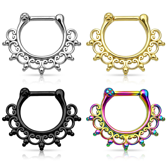 Septum clicker kirurginteräksestä koristeellisella designilla