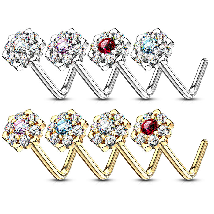 Nenäkoru 14k kultaa jalokivellisellä lootuskukalla