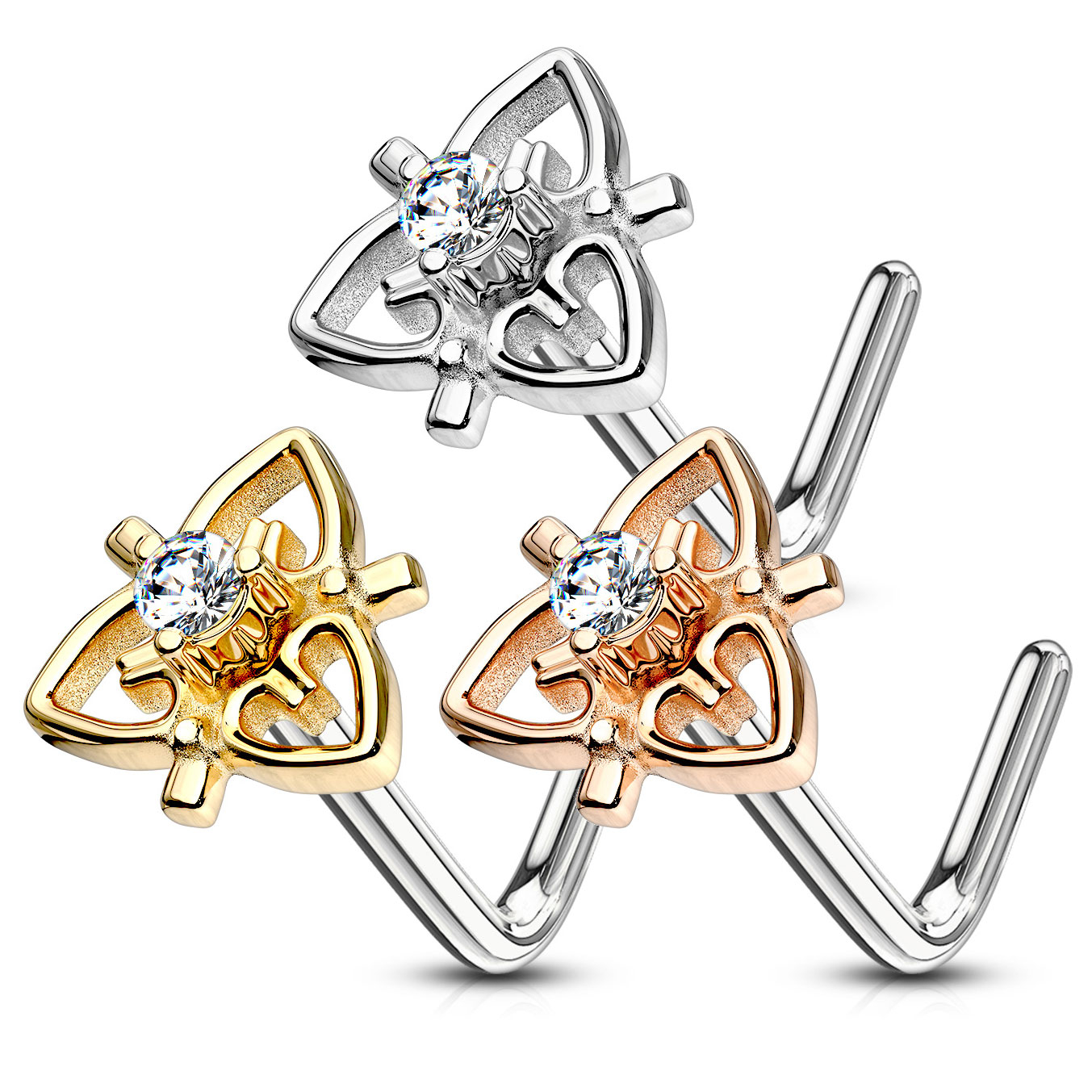 Nenäkoru filigraani sydämillä ja jalokivellä