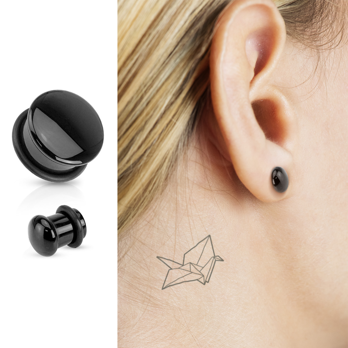 Plugi o-renkaalla mustasta akaatista