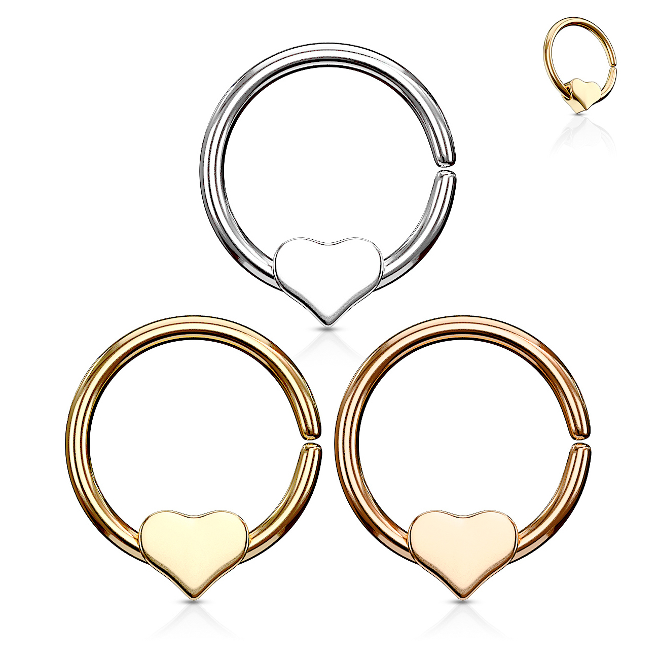 Rengas irto sydämellä eri väreissä