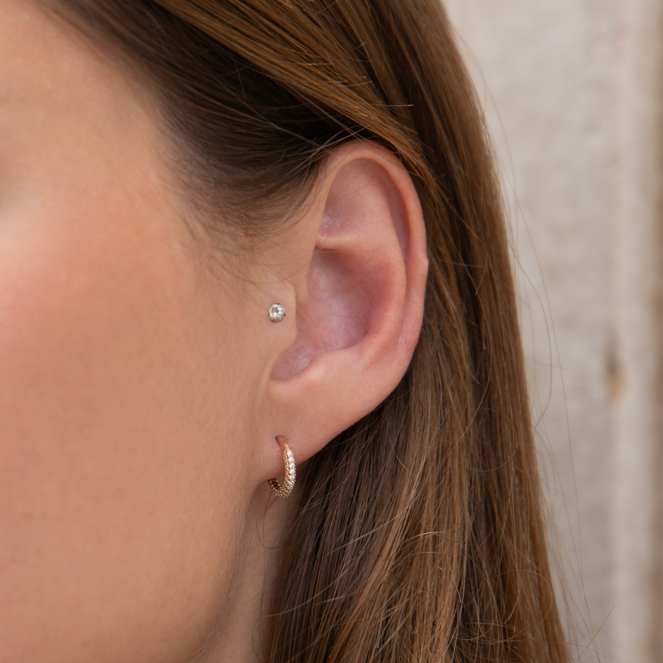 14K kultainen saranarengas – pyöreä zirkoniareunus