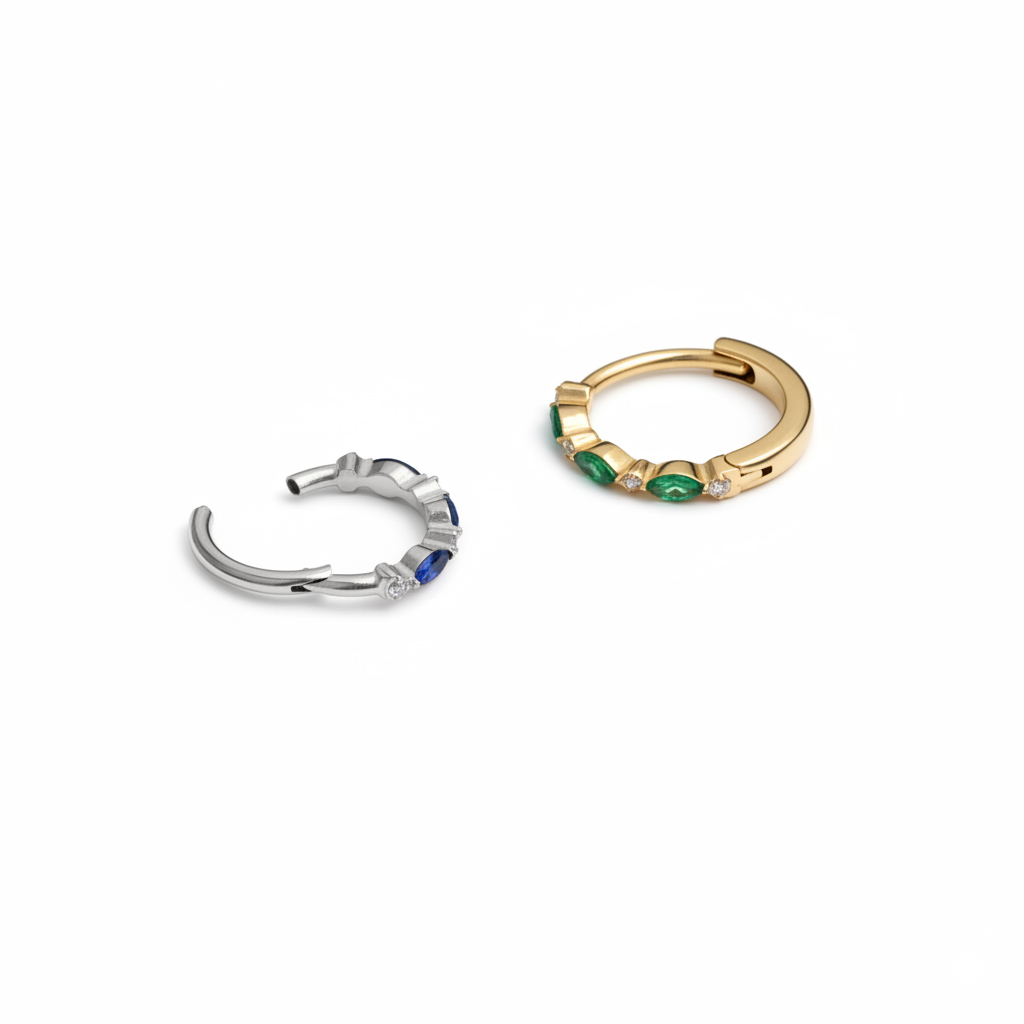 Titaaninen rengas värikkäillä kivillä