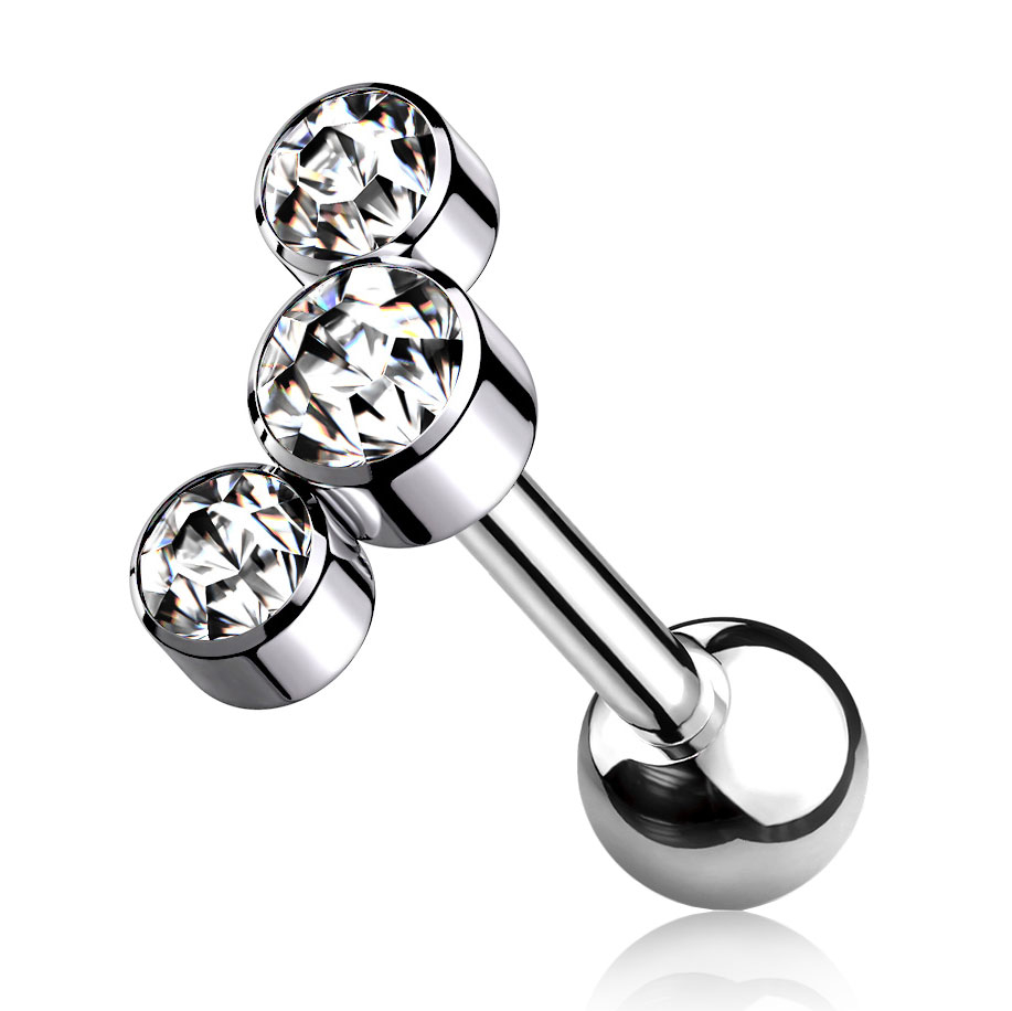 Rustokoru titaanista sisäkierteillä ja kolmella jalokivellä